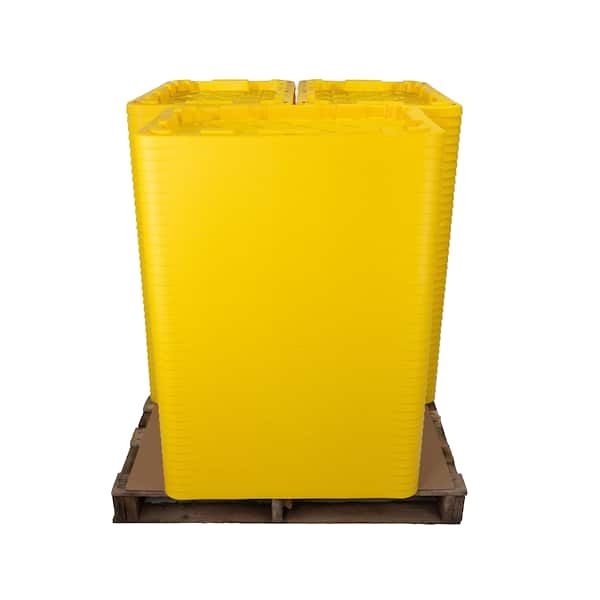 HDX 27 gal. Tough Tote Yellow Replacement Lid-108 Pack — Yellow replacement lids shown on a pallet; sold as 108 lids. Tote bodies sold separately.