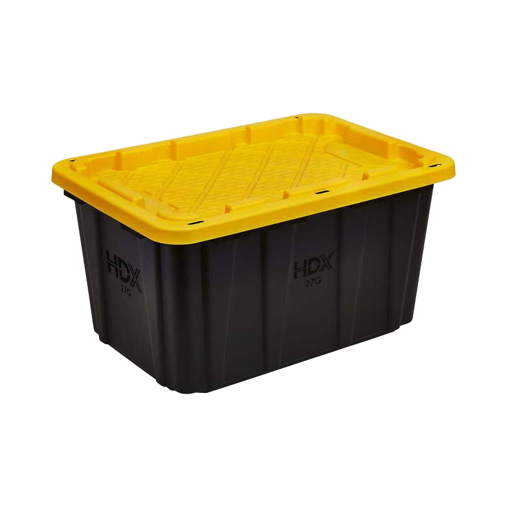 27 Gal. Tough Storage Tote in Black and Yellow
